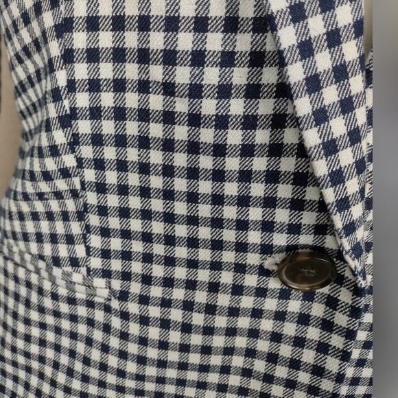 J Crew Parke Gingham Stretch Linen Blend Blazer Classic Blue Size 4 - Picture 15 of 16